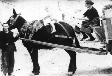 Pablo y Francisca en un carro. Cella.