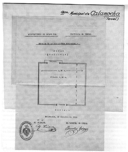 Impreso de la Biblioteca Municipal de Calamocha.