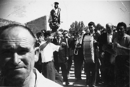 La banda de mÃºsica en la procesiÃ³n de San Roque. Calamocha.