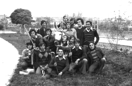 Grupo de quintos en fiestas. Cella.