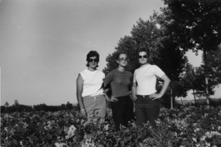 Amigas en el patatar en flor. Cella