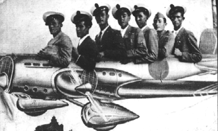 Grupo de amigos "en aviÃ³n". Villarreal de Huerva.