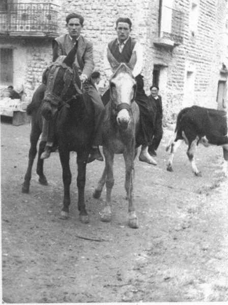 Vecinos de Morata de Jiloca a caballo.